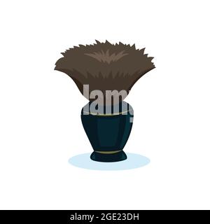 Shaving brush for men vector isolated on white. Classic shaving brush with animal fur. Stock Vector