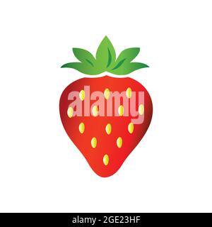 Strawberry icon isolated on white. Tasty and fresh strawberry fruit vector. Stock Vector