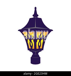 Outdoor garden gate light vector isolated on white. Vintage garden lamp. Stock Vector