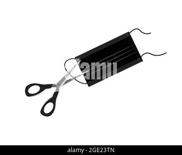 Mask and scissor vector. Cut straps before throwing. Medicated face ...