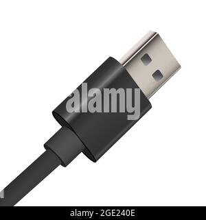 Data transfer cable or charging cable vector isolated. Wired cable. Computer or mobile accessory. Stock Vector