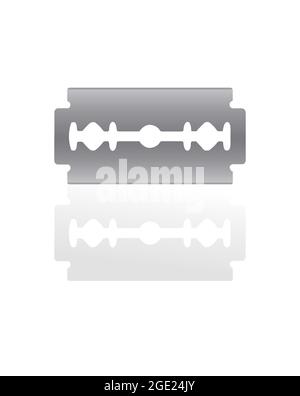 Old razor blade isolated on white background. Sharp stainless blade vector. Stock Vector