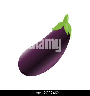Fresh eggplant isolated on a white background. Healthy brinjal vegetable. Stock Vector