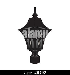 Outdoor garden gate light vector isolated on white. Vintage garden lamp. Stock Vector