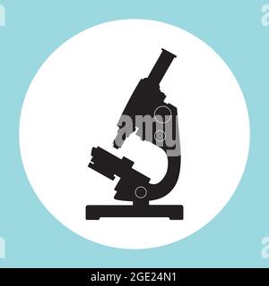 Microscope icon. Pharmaceutical instrument, microbiology magnifying tool. Stock Vector