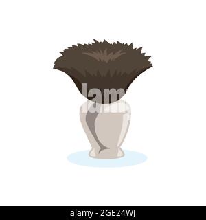 Shaving brush for men vector isolated on white. Classic shaving brush with animal fur. Stock Vector