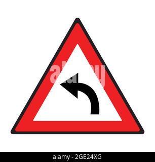 Left hand curve road sign. Safety symbols. Stock Vector