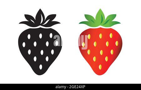Strawberry icon isolated on white. Tasty and fresh strawberry fruit vector. Stock Vector