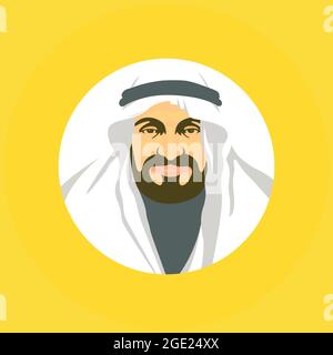Arabic man portrait. Muslim man with beard vector. Stock Vector