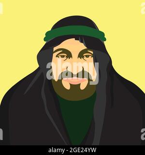 Arabic man portrait. Muslim man with beard vector. Stock Vector
