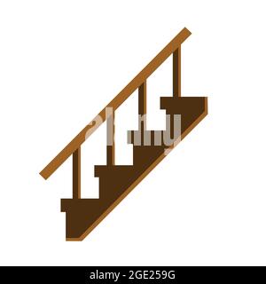 Vintage wooden stair case. Royal steps or staircase vector Stock Vector