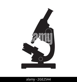 Microscope icon. Pharmaceutical instrument, microbiology magnifying tool. Stock Vector