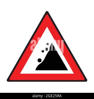 Falling rocks road sign. Safety symbol. Stock Vector