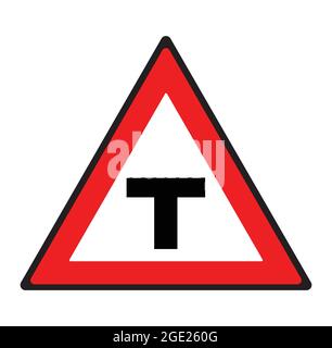 T junction road sign. Safety symbol. Stock Vector