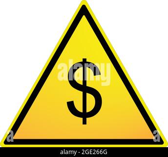 Dollar icon on the yellow colored background. Dollar indication. Stock Vector
