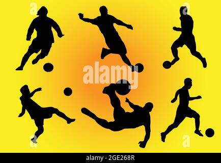 Football player vector isolated illustration. Soccer player. Silhouette of football player in field icon. Stock Vector