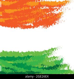 Beautiful card scratched style of Indian flag. Multi colored national flag of India. Stock Vector