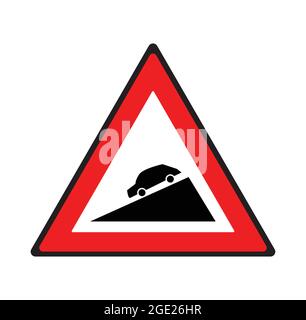 Steep ascent road sign. Safety symbol. Stock Vector