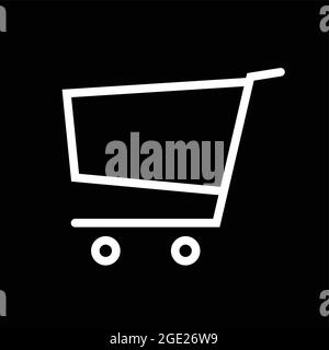 Shopping trolley flat vector icon isolated on black. Shopping cart symbol. Stock Vector