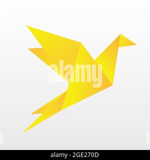 Bird paper craft vector icon isolated on white. Colorful children hand crafts. Stock Vector
