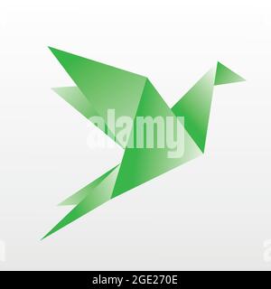 Bird paper craft vector icon isolated on white. Colorful children hand crafts. Stock Vector
