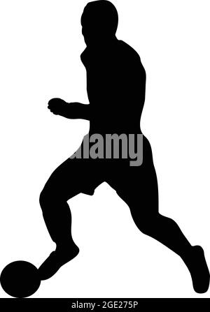 Football or soccer player silhouette. Player kicking ball isolated. Stock Vector