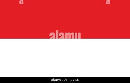 National flag on Indonesia. Red and white colored flag vector. Stock Vector