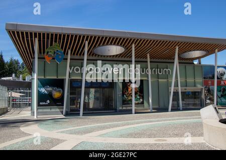 Vancouver, Canada - August 11,2021: View of entrance of Vancouver Aquarium in Stanley Park Stock Photo