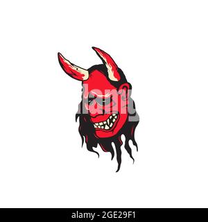 Japanese Demon Oni Mask Logo Design vector illustration Stock Vector