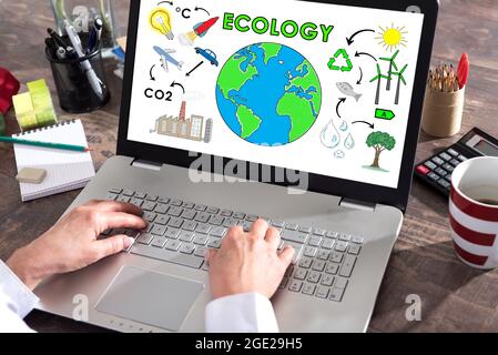 Ecology concept shown on a laptop screen Stock Photo