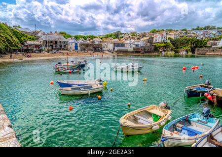 Gorran Haven near Mevagissey Cornwall beautiful Cornish harbour coast village south west England UK colourful hdr Stock Photo