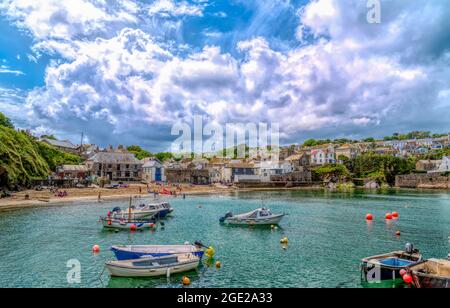 Gorran Haven  Cornwall beautiful Cornish harbour coast village south west England UK colourful hdr Stock Photo