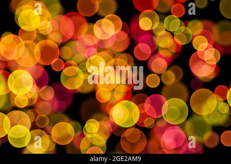 Abstract colorful defocused circular facula. Bokeh blurred color light can use background. Stock Photo