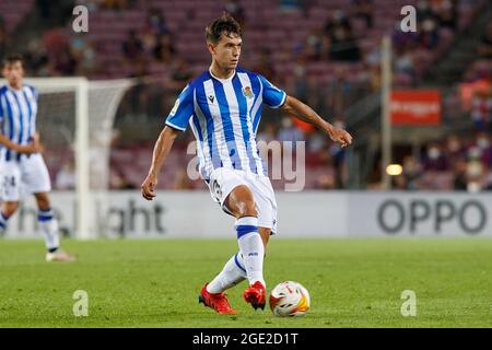 Martin Zubimendi of Real Sociedad in action during the LaLiga EA Sports match between Real