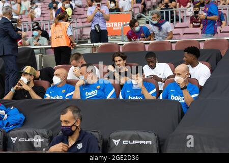 Dembele with Ansu Fati during the La Liga Santander match between FC Barcelona and Real Sociedad at Camp Nou stadium in Barcelona, Spain. Stock Photo