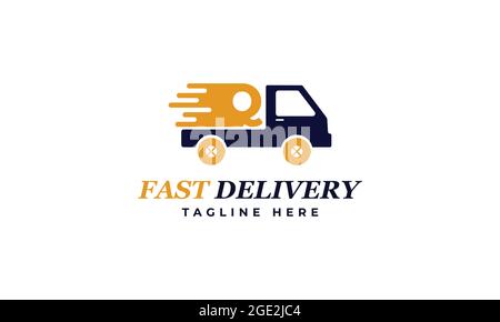 Letter Q Fast Delivery Service Logo Vector Design Template. Alphabet Q Courier Logo Icon Design. Delivery Express Logo Design Stock Vector
