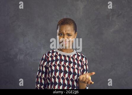 Woman looks at you in surprise, asking if you really did it and that it can't all be true. Stock Photo