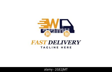 Letter W Fast Delivery Service Logo Vector Design Template. Alphabet W Courier Logo Icon Design. Delivery Express Logo Design Stock Vector