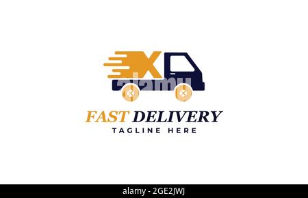 Letter X Fast Delivery Service Logo Vector Design Template. Alphabet X Courier Logo Icon Design. Delivery Express Logo Design Stock Vector