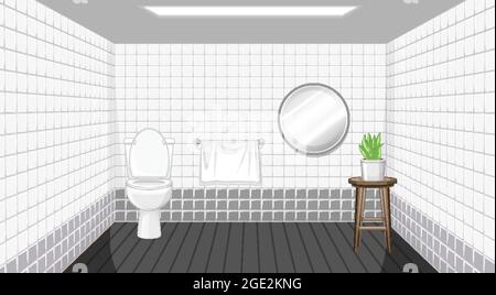 Bathroom interior design with furniture illustration Stock Vector