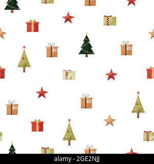 Vector seamless pattern with Christmas icons. New Year background Stock Vector