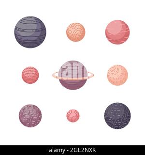 Vector astrological set with planets. Space illustrations Stock Vector