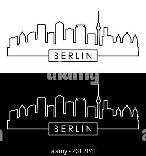 Berlin skyline. Linear style. Editable vector file. Stock Vector