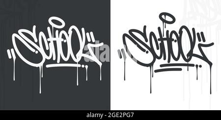 Abstract Hip Hop Hand Written Urban Graffiti Style Word School Vector Illustration Art Stock Vector