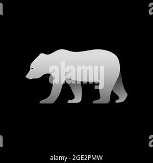 Silhouette of a gray bear standing. Bear side view profile. Stock Vector
