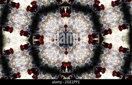 Noir kaleidoscope. Can be used for coloring book page design,anti stress hobby for adult. Noir theme, black and white illustration. Stock Photo