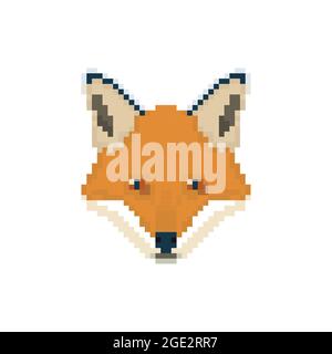 Fox head in pixel art style. Wild animal vector illustration. Stock Vector