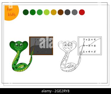 coloring book for kids, cute cartoon snake. vector isolated on a white background Stock Vector
