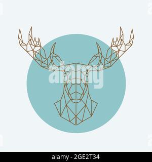 Geometric moose head. Wild animal zoo. Vector illustration. Stock Vector