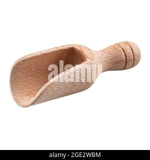 Isolated wooden cooking seasoning scoop on white Stock Photo